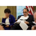 thumbnail image 2 of Senior Advisors Valerie Jarrett And David Axelrod Listen During A Meeting With President Obama And The Economic Team, 2 of 2