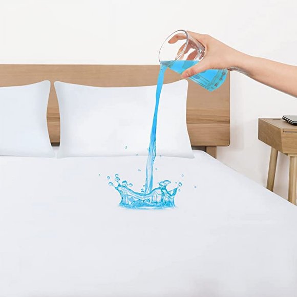 Ruili Twin Mattress Protector Cotton Terry Waterproof Bed Cover with Deep Pocket Fits Up to 21"