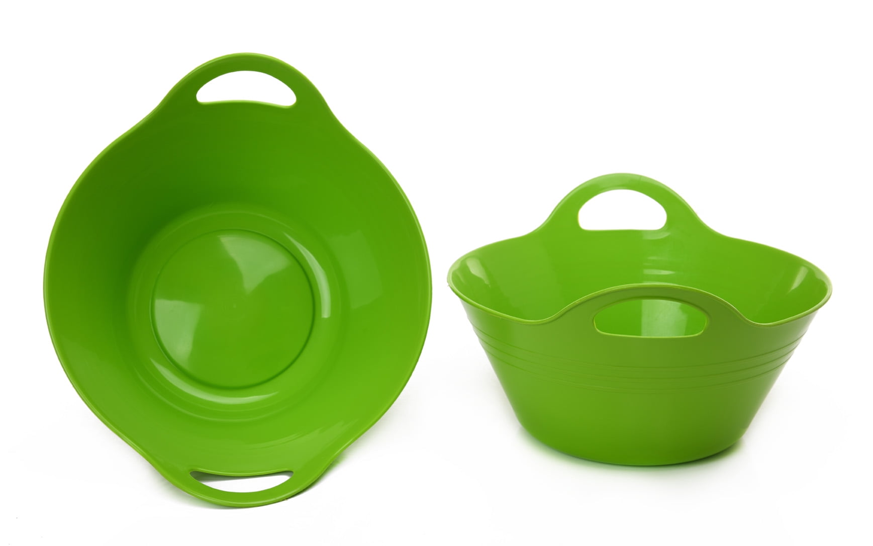 Mintra Home Plastic Bowls with Handles 2 Pack (Medium, Green)