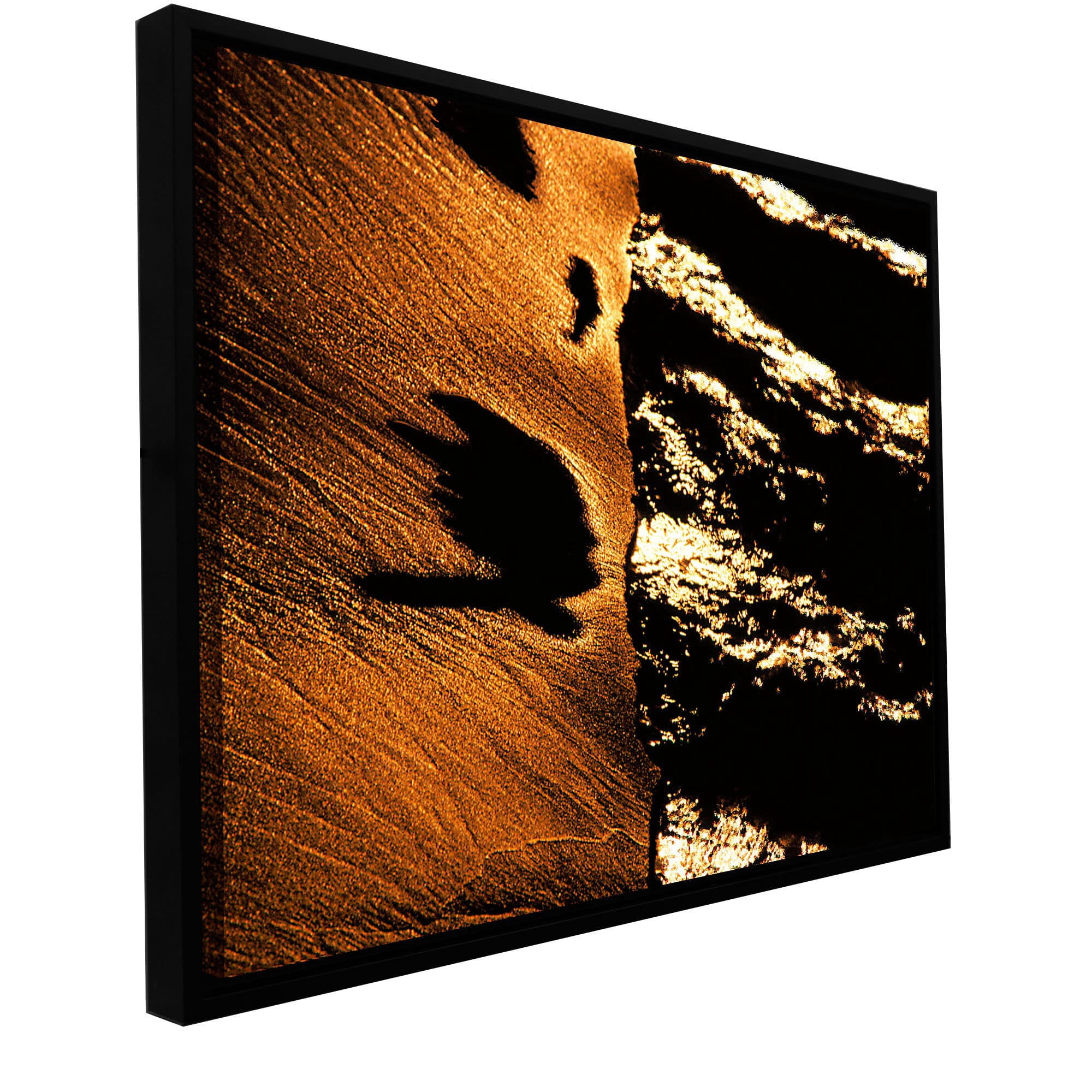 ArtWall Dean Uhlinger "Sand And Surf At Sunset" Floater Framed Gallery-Wrapped Canvas