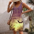 thumbnail image 3 of WFJCJPAF 2025 New Halloween Halloween Dresses for Women Plus Size,Women's Summer Comfort Fashion Printing Pocket Sleeveless V-Neck Dress - Yellow XL, 3 of 5