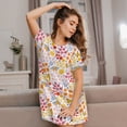 thumbnail image 3 of Fuzoiu Colorful Floral Print Women Nightgowns, Soft Comfy Lightweight Short Sleeves Sleepwear,Crew Neck Loungewear, 3 of 6