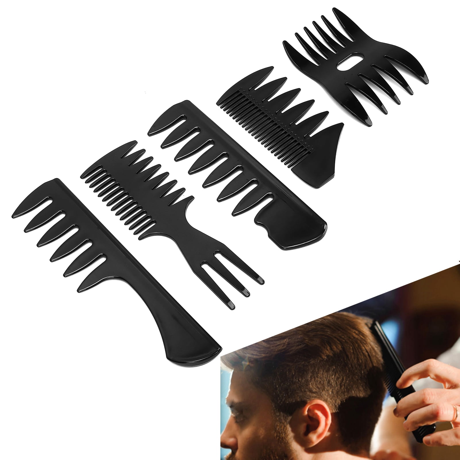 Henmomu Oil Head Comb,Wide Teeth Oil Head Comb,5pcs Men Oil Head Styling Comb Set Professional Barber Hair Comb Wide Teeth Oil Head Comb Black - Henmomu Oil Head Comb,Wide Teeth Oil Head Comb,5pcs Men Oil Head Styling Comb Set Professional Barber Hair Comb Wide Teeth Oil Head Comb Black -