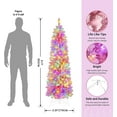 thumbnail image 6 of Alupssuc 7.5 ft Prelit Snow Flocked Artificial Hinged Slim Pencil Christmas Tree with Remote Control, 310 Color-Changing Lights, 842 Full Branch Tips, Pink, 6 of 7