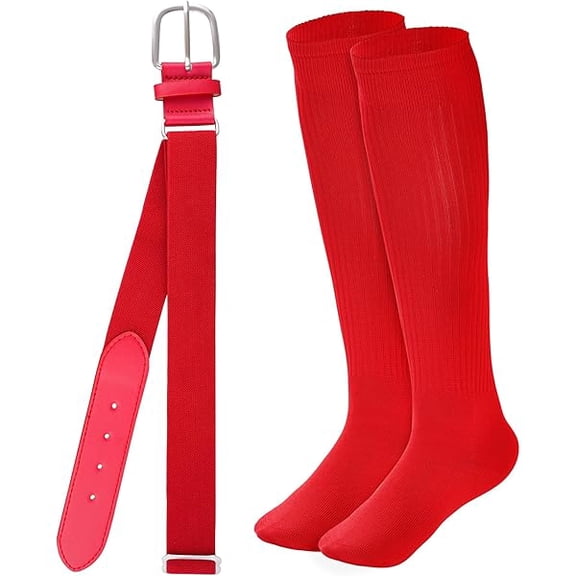 Eryueer Baseball Socks and Belt Combo Set Adjustable Softball Baseball Socks and Elastic Waist Belt for Youth Adult