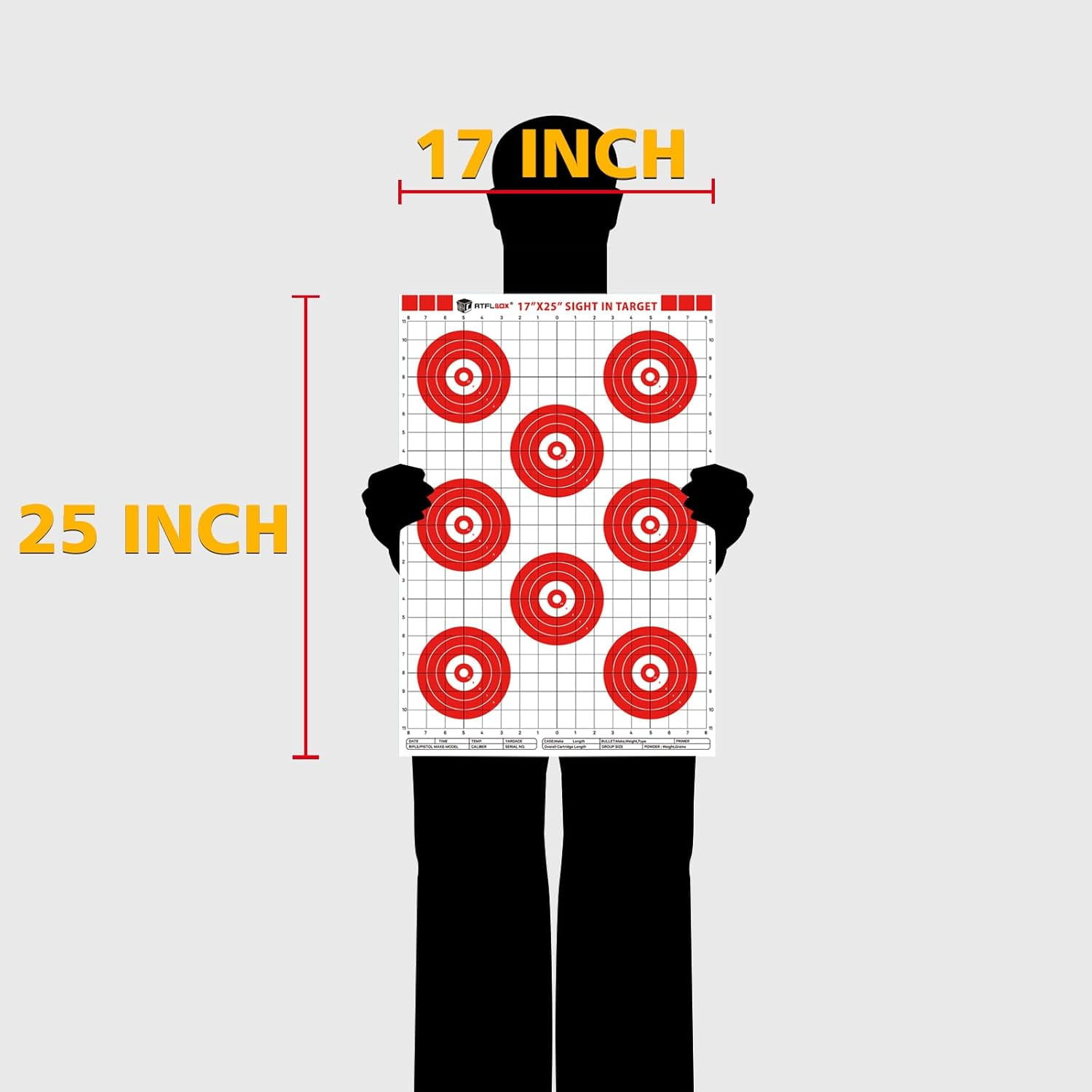 Sight in Shooting Range Paper Target, 17X25 Inch Paper Red Bullseye Shooting Targets Suitable for Handgun, Rifle, Pellet Gun, Airgun, BB Guns, Airsoft