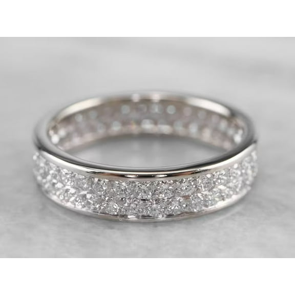 1Ct Round Cut Lab-Created Diamond Band Ring in 14K White Gold Plated