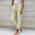 thumbnail image 2 of Pants For Women Ladies Summer Elastic High Waist Solid Color Cotton Linen Wide Leg Loose Pants, 2 of 5