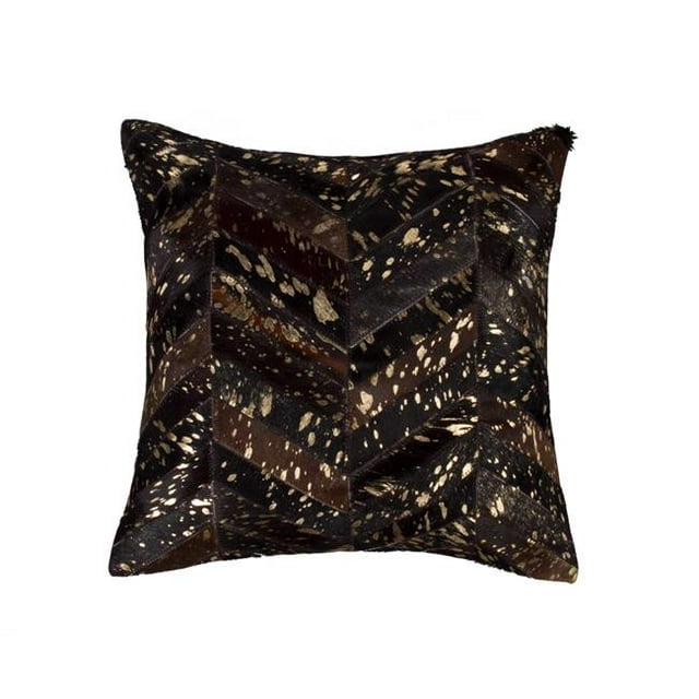 Home Roots Beddings 332289 Torino Chevron Pillow, Chocolate & Gold - 18 x 18 in.