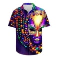 thumbnail image 4 of BiZtdJrK Lightning Prime Sales Mardi Gras Outfit for Men, Fashion Novelty Printed Button Up Cuban Shirts Casual Turndown Collar Blouses Plus Size Holiday Summer Top Multicolor XL, 4 of 6
