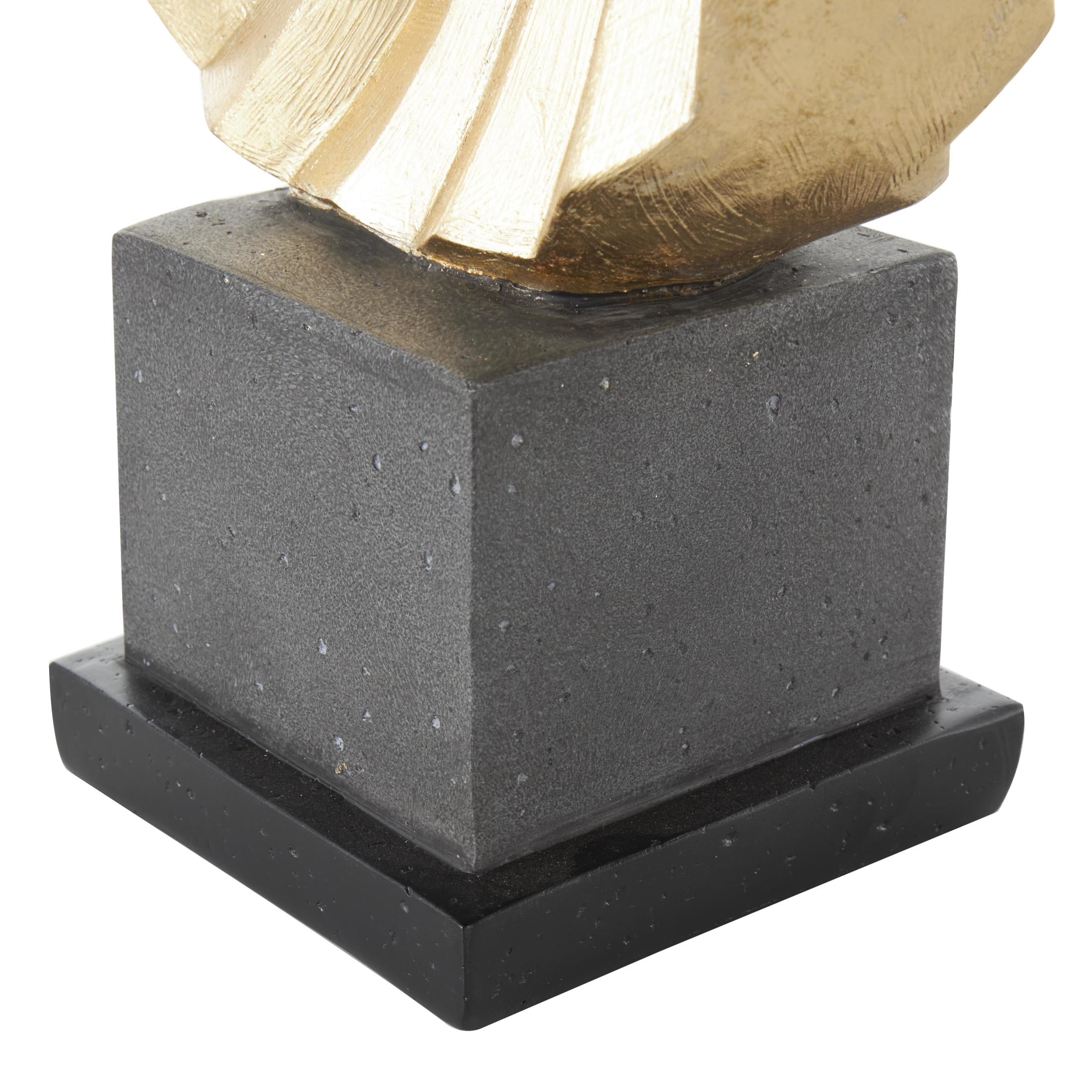 9" x 12" Gold Polystone Dancer Sculpture with Black Square Base, by DecMode