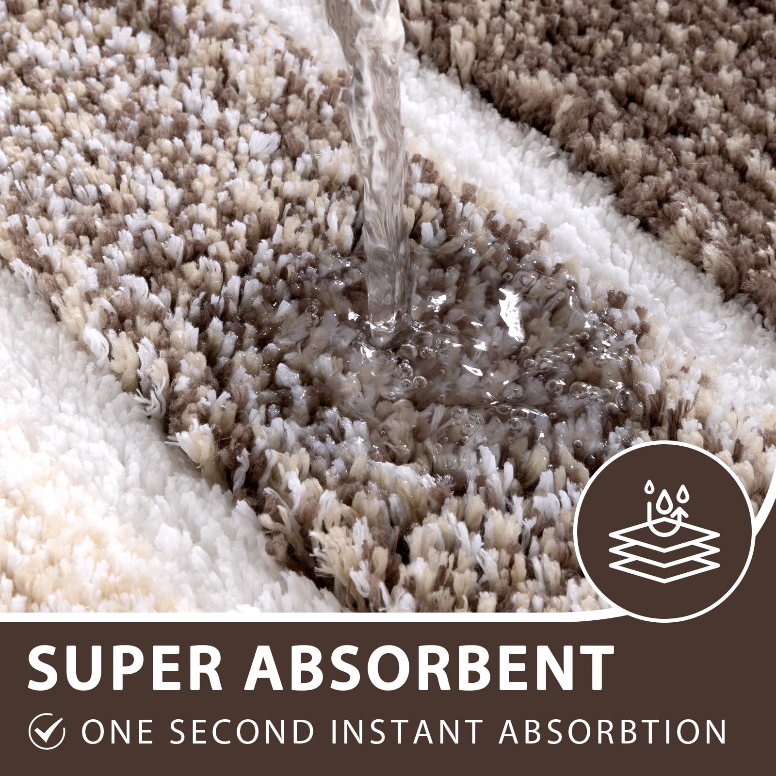 Findosom Bathroom Rugs Set of 3,Absorbent Non-Slip Machine Washable Bath Rugs, Microfiber Quick Dry Bath Mats for Bathroom Floor Tub Shower Bedroom Kitchen,20"x32"+20"x59"+U Shape 20"x24" Brown