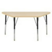 ECR4Kids 24in x 48in Trapezoid Everyday T-Mold Adjustable Activity Table Maple/Maple/Black - Toddler Swivel