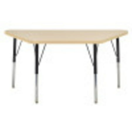 ECR4Kids 24in x 48in Trapezoid Everyday T-Mold Adjustable Activity Table Maple/Maple/Black - Toddler Swivel