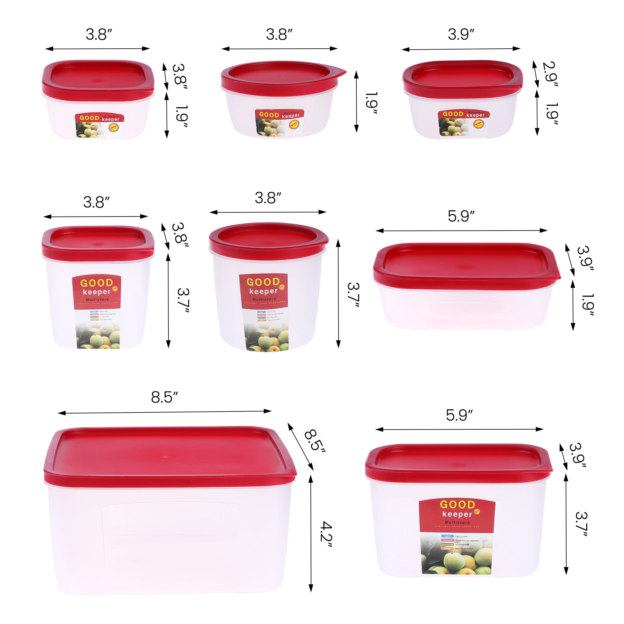 Unique Bargains Food Storage Containers Stackable Lunch Box 10 Packs Red