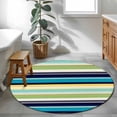 thumbnail image 2 of Round Rug 3ft Area Rug,Blue Yellow Green Stripes Area Rugs for Living Room Bedroom,Watercolor Lines Floor Mat Non-Slip Non-Shedding Carpet Indoor Accent Rugs, 2 of 9