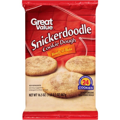 Great Value Ready to Bake Snickerdoodle Cookie Dough, 16.5 Oz., 24 Count