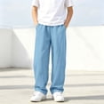 thumbnail image 5 of Jessboyy Sweatpants for Boys Loose Fit Straight Leg Open Bottom Sweatpant with Pockets Elastic Waist Casual Fall Winter Boy Pants Blue,7-8 Years, 5 of 9
