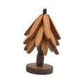 thumbnail image 2 of Salvamanteles de madera con forma de árbol, creativos y plegables, juego de manteles individuales con forma de árbol, posavasos de árbol de Navidad pa Sapele 3 capas, 2 of 9