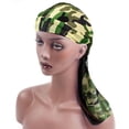 thumbnail image 6 of Yvsxxv Camouflage Print Silky Bandana, Polyester Stretch Head Wrap, Unisex Daily Hair Accessory, Green, 1 Pc, 6 of 6