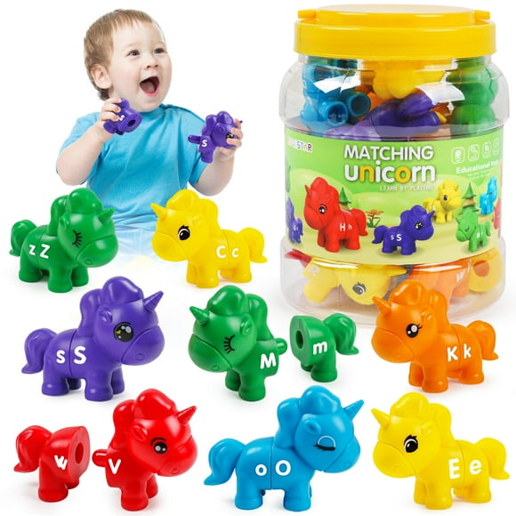 TSYAN Matching Letter Montessori Toys for Toddlers,ABC Unicorn Alphabet Preschool Learning Activities Classroom Must Haves Sensory Sorting Educational Toy Sets for Kids Toddler 3 4 5 6 Years Old