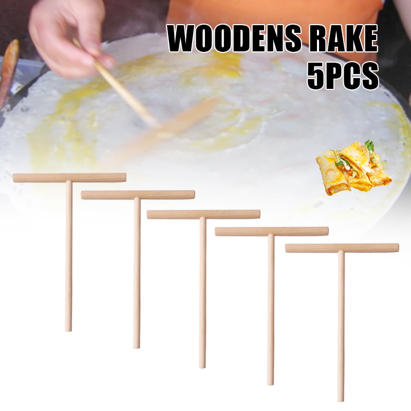 1/2/5X Wooden Rake Round Batter Pancake Crepe Spreader Kitchen Tool Kit DIY 