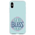 thumbnail image 1 of DistinctInk Clear Shockproof Hybrid Case for iPhone XR (6.1" Screen) - TPU Bumper, Acrylic Back, Tempered Glass Screen Protector - God Bless You - Circle Floral, 1 of 5