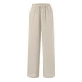 thumbnail image 5 of Lixiuxyad Womens Cotton Linen Palazzo Pants Drawstring Elastic Waist Casual Wide Leg Trousers with Pockets Yellow, 5 of 6