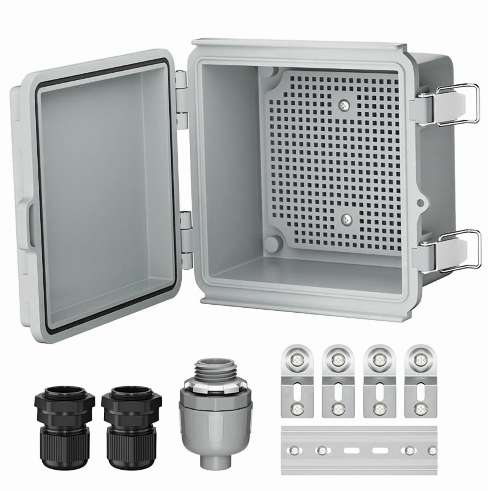 2X Outdoor Electrical Box IP67 Outdoor Waterproof Distribution Box Outdoor Hinge Power Box Waterproof Junction Box