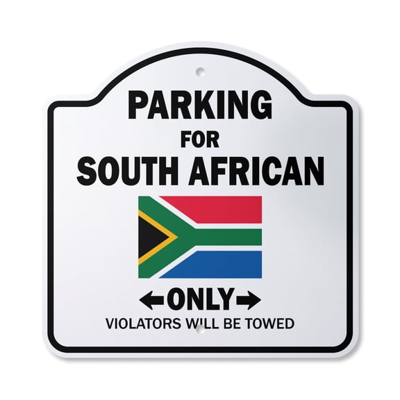 Parking For South African Only 10” x 10” Sign | Indoor/Outdoor Plastic | SignMission Designer South Africa Flag National Pride Novelty Gift Funny Joke Gag Road Garage