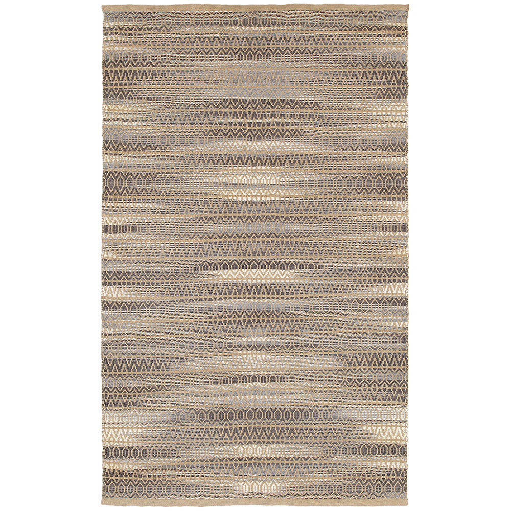 LR Home Ollie 9' x 12' Brown/Dark Gray Striped Geometric Braided Jute Indoor Area Rug