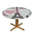 thumbnail image 3 of PIKWEEK  Round Table Cloth,Paris Lettering Over Lace Elastic Stretch Tablecloth for Dining, Kitchen, Wedding, Parties, Fits Tables, 3 of 7