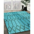 thumbnail image 3 of Ahgly Company Machine Washable Indoor Rectangle Transitional Bright Turquoise Blue Area Rugs, 3' x 5', 3 of 7
