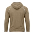 thumbnail image 5 of Xaqiouau Mens Solid Color Poly-Rayon Blend Hoodie Raglan Sleeve Pullover Long Sleeve Slim Fit Casual Spring & Fall Daily Tops Khaki M, 5 of 6