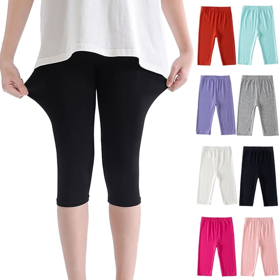 Gunia Toddler Girls Leggings Athletic Shorts Capri Kids Running Pants Shorts Workout Tights Cropped Pants Shorts Pants 2-12 Years