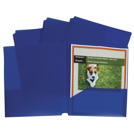 C-Line Poly Portfolio Folder  3-Hole Punch  2-Pocket  Blue  Pack of 25