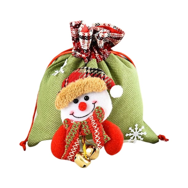 Billuyoard Bolsas con cordón de Navidad Campana Lindo Almacenamiento de Papá Noel Decoración de árbol de Navidad Bolso de almacenamiento de Kits de decoración para fiestas Muñeco de nieve