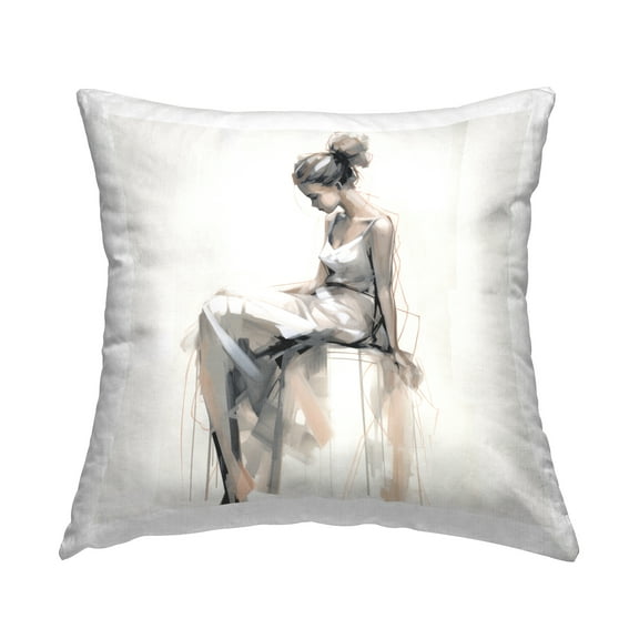 Stupell Industries Female Portrait Impression Decorative Printed Throw Pillow Design by Irena Orlov.