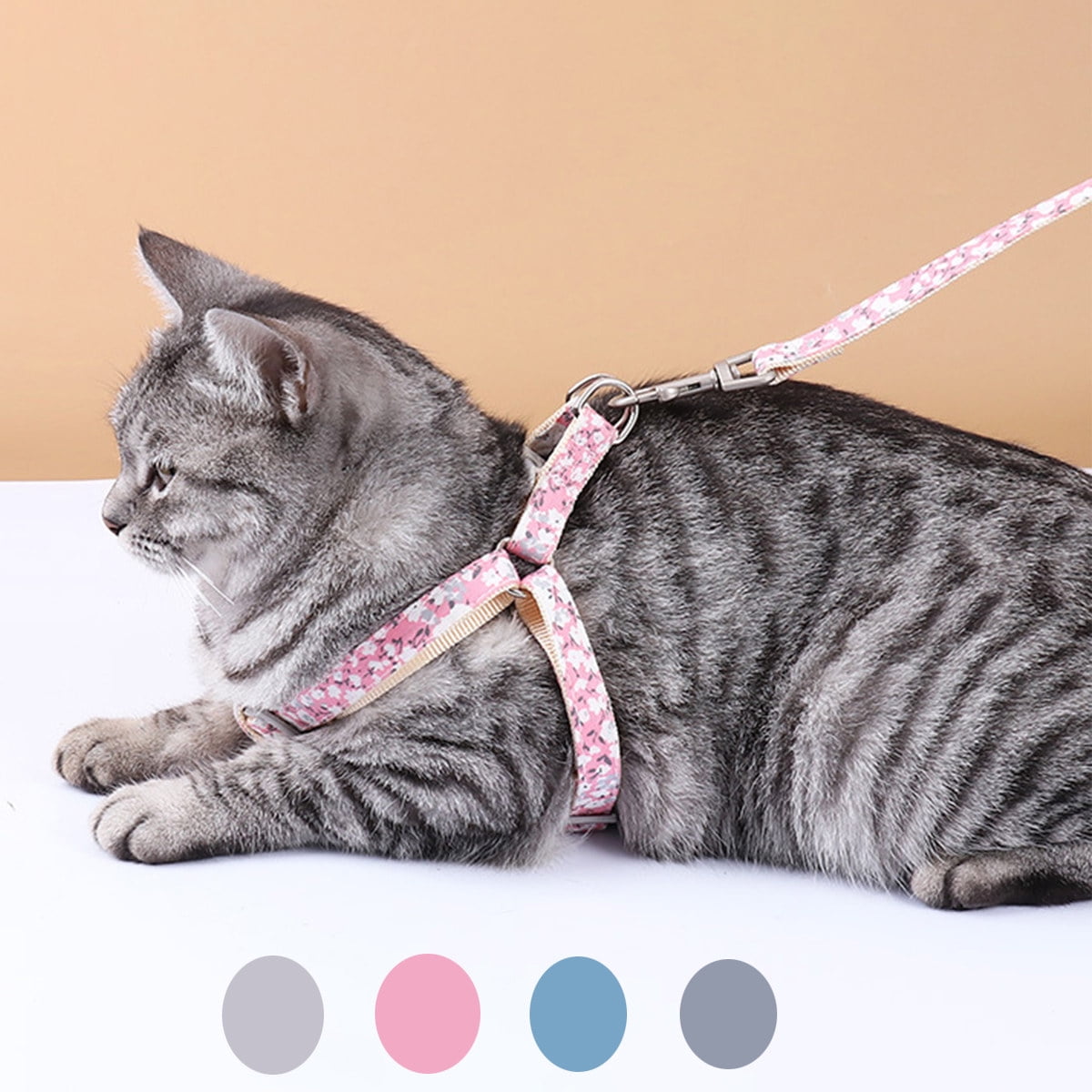 Meidiya Cat Harness and Leash Set,Escape Proof Floral Pattern Cat