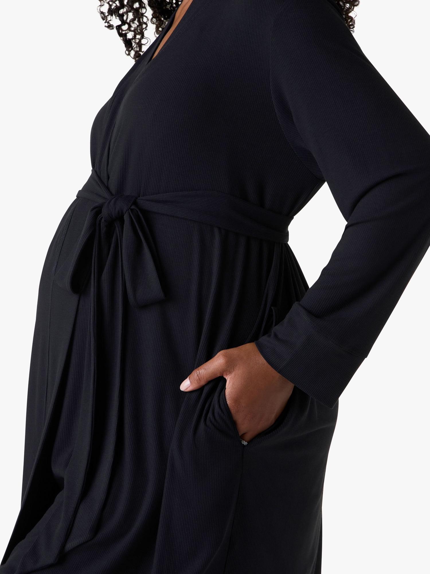 Ingrid & Isabel For Every Belly Women's Maternity Ribbed Robe, Sizes S-XXXL