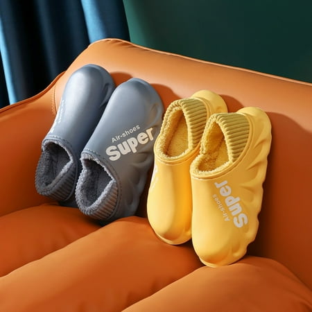 

Super Winter Household Slippers Warm Women EVA Waterproof Slides Couples Non-Slip Sandals Plush Cotton Indoor Outside Home Shoes