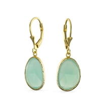 Bling Jewelry Womens Elegant Oval Pastel Stone Dangle Earrings Pink Aqua Mint Green 14K Gold-Plated