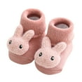 thumbnail image 2 of S LUKKC LUKKC Baby Cozy Fleece Booties, Boys Girls House Stay-on Slippers Fluffy Sock Booties Non-Slip Ankle Crew Socks with Grips Infant Winter Ankle Boots Toddler First Walker Crib Warm Shoes, 2 of 2