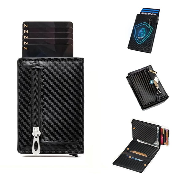Beltzy Men Wallet Slim RFID Blocking Credit Card Holder Small Wallet for Men with Pop Up Card Holder with Zip Pocket,Bifold Minimalist Smart Wallet Gift for Men