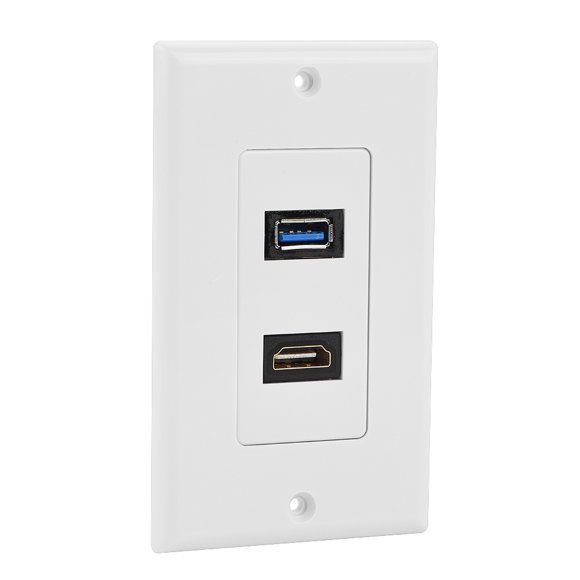 Ccdes HDMI USB 3.0 2 en 1 Panel de Placa Frontal de Pared Multimedia integrada-Blanco Cable No se aplica