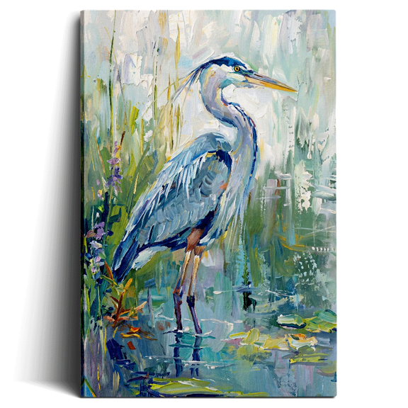 Topbout Art Coastal Farmhouse Blue Heron Wildlife Canvas Wall Art Living Bedroom Office 12x 8 inch