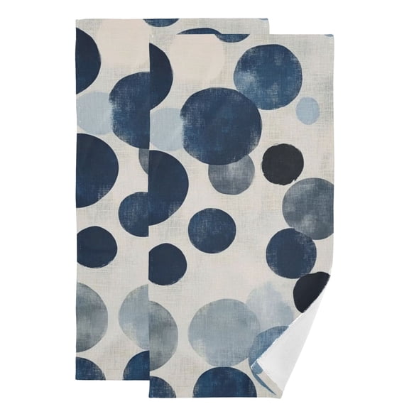 Blue and Gray Circle Hand Towel Absorbent Bath Towels for Bathroom Sports Gym(28.3" X 14.4") Set of 2