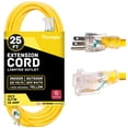 thumbnail image 1 of Thonapa Rallonge de 25 Pi 10 Gauge, Rallonge Extérieure Robuste et Résistante aux Intempéries 10 AWG 25 Pieds, SJTW Fiche Éclairée à 3 Broches Câble Jaune 10/3 15 Amp, Idéal pour Grands Électroménagers et Outils de Jardin, 1 of 4