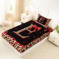 thumbnail image 4 of Manfei Cheetah Print Letter Monogrammed E Twin Sheet Sets 3pcs for Women Girls,Teens Adults Shabby Chic Red Ribbon Bow Bedding,Breathable Home Decor, 4 of 5