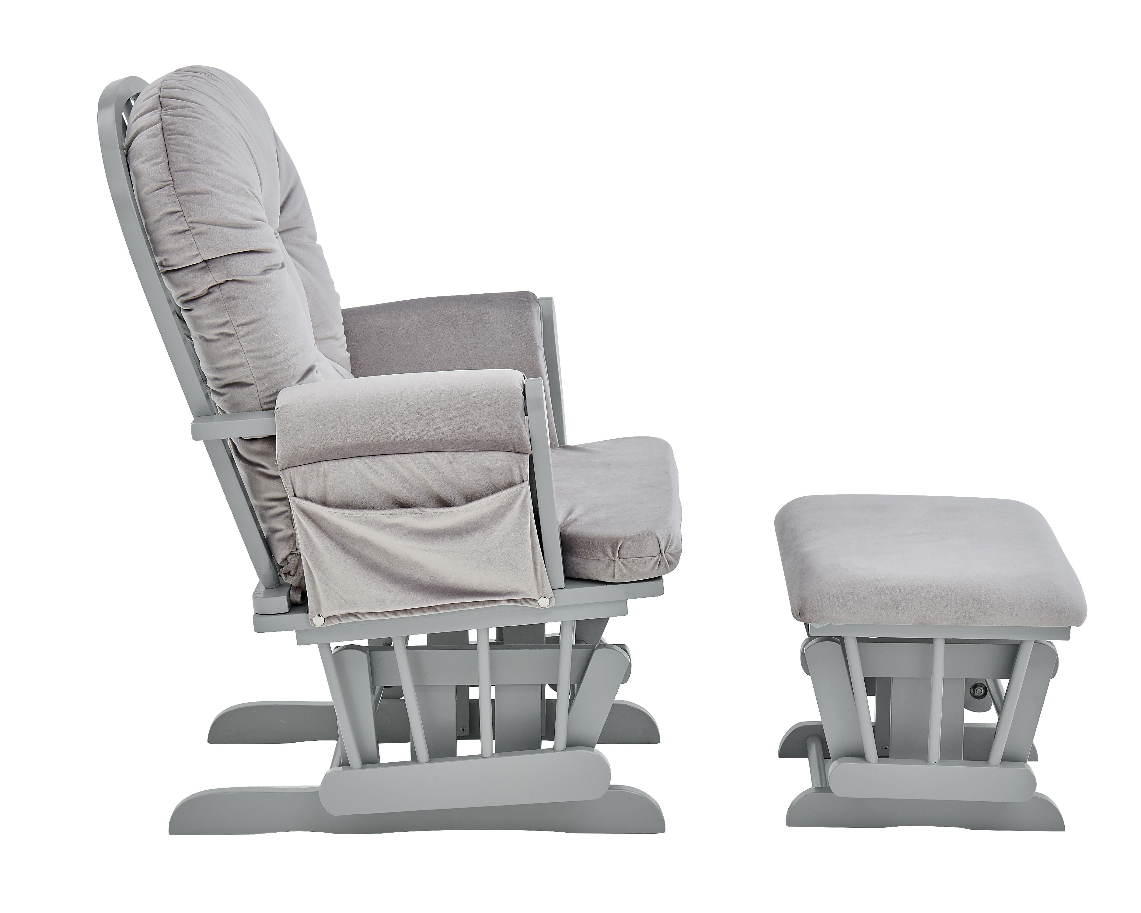 Suite Bebe Mason Glider & Ottoman,  Grey Finish and Light Grey Cushions